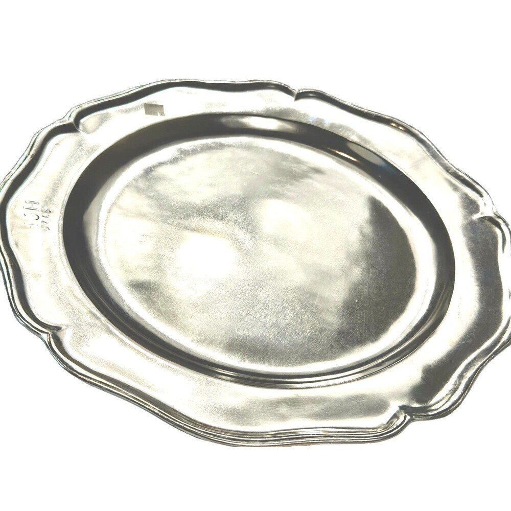 Arte Italica Pewter Scalloped Round Platter 15" Vintage Peltro 95% Neiman Marcus